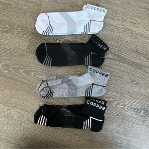 New Tommie Copper Men’s Large 9-11.5 Black White Gray Ankle Compression Socks
